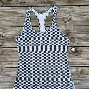 NIKE Dri Fit tank top black and white checkered tank top-  size S